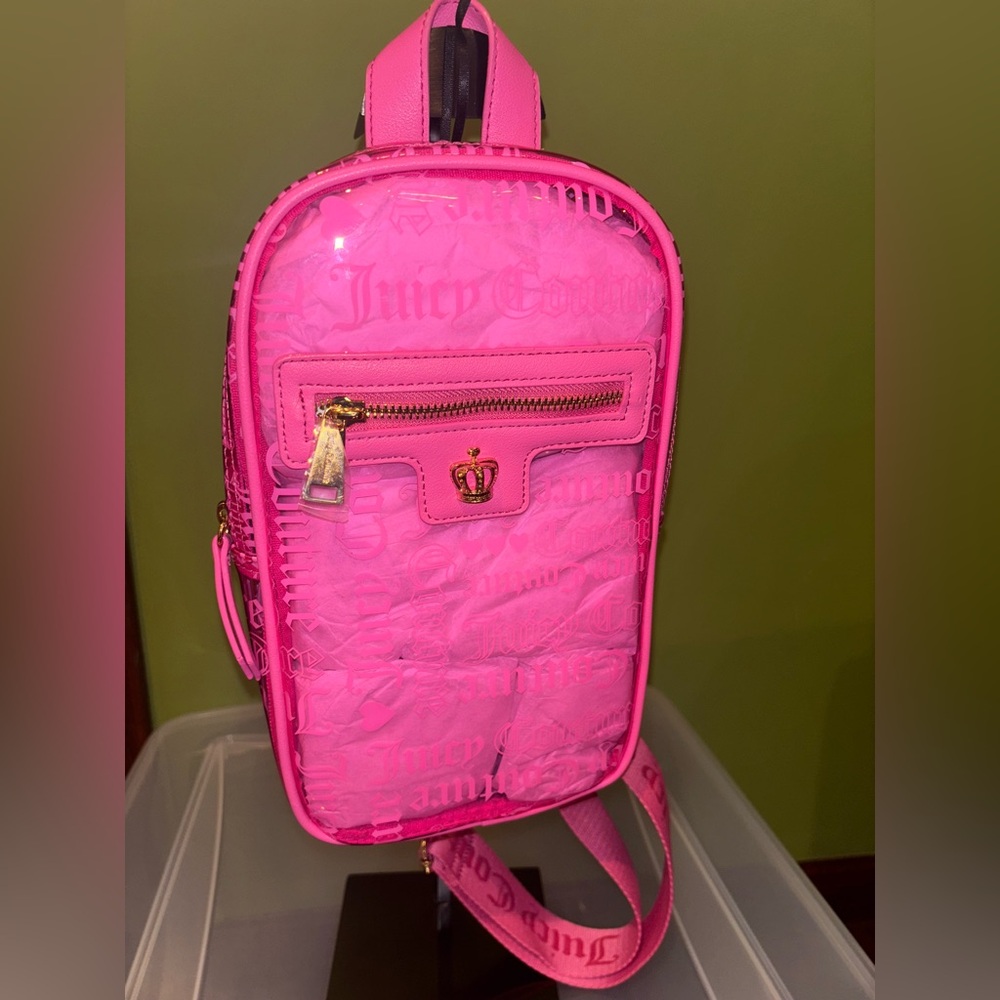 Juicy Couture Clear Pink Sling Backpack, NWT